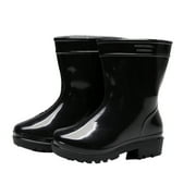 Xfvqtps Kids Toddler Rain Boots Unisex Solid Color Simplicity Low Heel Rubber Sole Non Slip Waterproof Lightweight Durable Plastic Rain Shoes for Children Boys and Girls Black